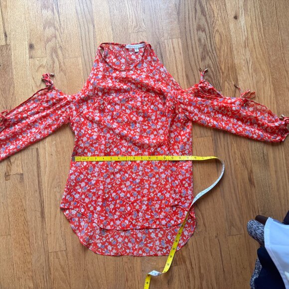 Veronica Beard Silk Cold-Shoulder Floral Blouse - Picture 2 of 3